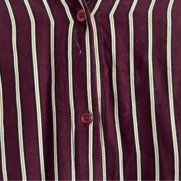 Indibrand Maroon Red White Striped Button Down Shirt Top 20442 - Picture 4 of 8